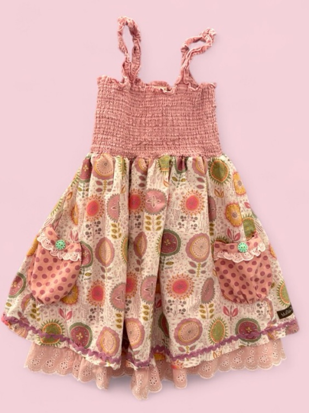 Matilda Jane Happy & Free Sand Dollar Dress Size 6 Pink Floral Boho